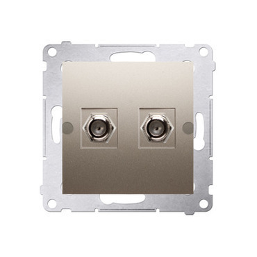 Zásuvka anténní SIMON DASF2.01/44, 2 násobná typ „F”, pro jednotlivé instalace, zlatá metalizovaná