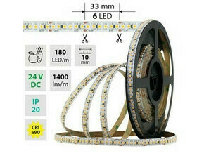 LED pásek MC LED SMD3528F, 180LED/m, 14,4W/m, 1400lm/m, IP20, DC 24V, 10mm, 5m, potraviny-ovoce