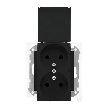 Zásuvka SIMON TGZ2BMCZ.01/149, 1 nás., IP44, cl., těsnění, černá mat