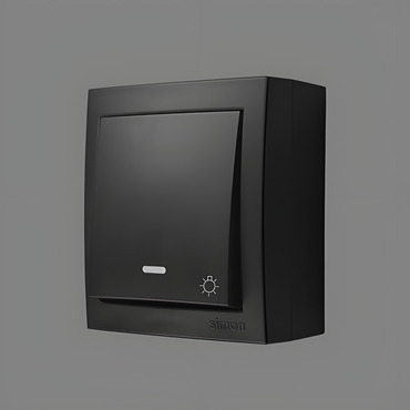 Ovladač zapínací SIMON AQUACLICK ACS1L/49, IP44, s podsv., ř.1/0So, 10A/250V~, šr. sv., černá mat