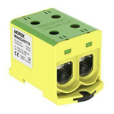 MOREK MAA2240Y10 Univerzální řadová svorka OTL 240-2xAl/Cu 35-240mm2 1000V zel/žlutá