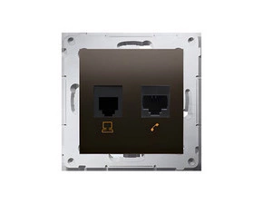 Zásuvka datová SIMON 54 D5T.01/46, RJ45 kat. 5e+telefonní RJ12 (přístroj s krytem), hnědá metalizov