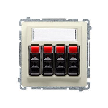 Zásuvka reproduktorová SIMON BMGL34.01/12, 4 násobná (přístroj s krytem), s popisným polem, béžová