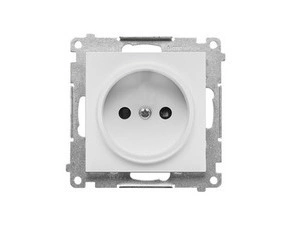 Zásuvka SIMON TG1CZ.01/114, 1 násobná, bez uzemnění, se clonkami, světle šedá matná