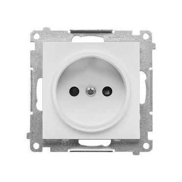 Zásuvka SIMON TG1CZ.01/114, 1 násobná, bez uzemnění, se clonkami, světle šedá matná