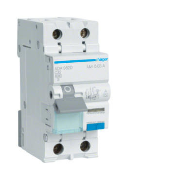Chránič kombinovaný HAGER ADA982D chránič s nadproudovou ochranou C, 1+N, 6 kA, 0,03 A