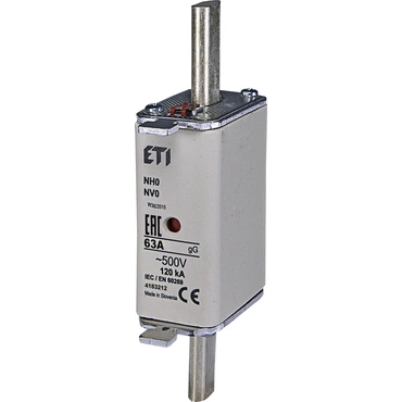 ETI 004183212 pojistka, NH0 gG 63A/500V