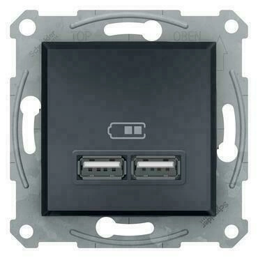 SCHN EPH2700271 Asfora - 2xUSB nabíjecí konektor 2.1A, antracit RP 0,13kč/ks