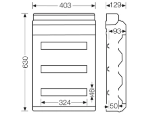 HEN KV 3654 Jističová skříň 3x 18 modulů, bez svorkovnice PE/N, kabelové vstupy přes elastické membr