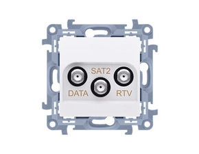 Zásuvka anténní SIMON CADSATF.01/11, RTV+DATA+SAT (přístroj s krytem), 1x vstup: 5÷2400 MHz, bílá