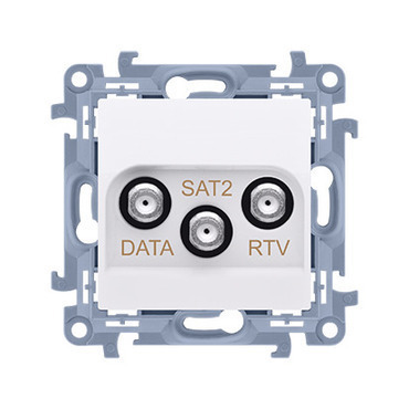 Zásuvka anténní SIMON CADSATF.01/11, RTV+DATA+SAT (přístroj s krytem), 1x vstup: 5÷2400 MHz, bílá