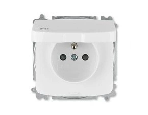 Zásuvka jednonásobná ABB TANGO 6619A-A06997 B, clonky, víčko, IP44, bílá
