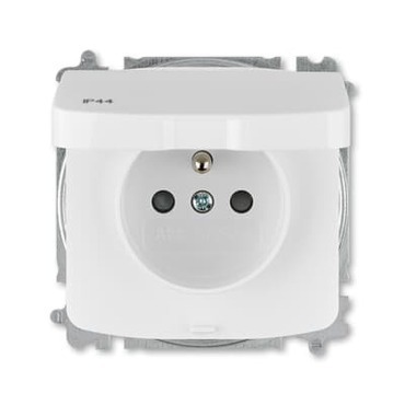 Zásuvka jednonásobná ABB TANGO 6619A-A06997 B, clonky, víčko, IP44, bílá