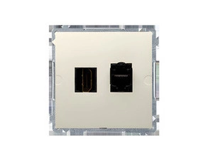 Zásuvka HDMI+datová SIMON BASIC BMGHRJ45.01/12, RJ45 kat. 6 (přístroj s krytem), béžová