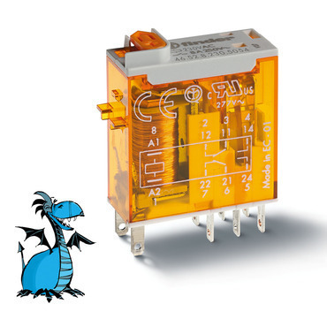 FINDER 46.52.8.230.5054 Relé prům.min., DIN, 2P/8A, 230V AC, MA_LED, Au RP 0,02kč/ks