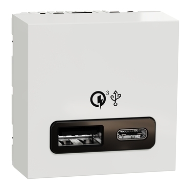 SCHN NU301918 Unica - Dvojitý nabíjecí USB konektor A+C 18W, 2.4A, 2M, Bílý