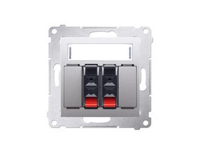 Zásuvka reproduktorová SIMON DGL32.01/43, 2 násobná s popisným polem, stříbrná metalizovaná