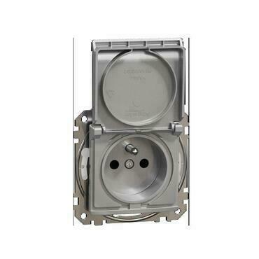 SCHN SDD213014 Sedna D/E - Zásuvka 230V 16A IP44 bezšroubová, Aluminium