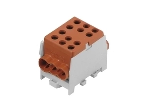 EL 1000909 Svorkovnice rozbočovací HLAK 35-1/4 M2 B, 125A, 1pól., AL/CU, IP20, hnědá, na DIN /208018