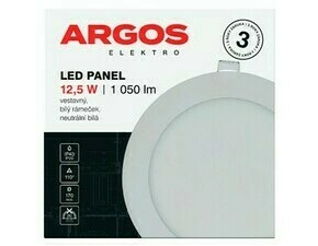 ARGOS LED panel vestavný, kruh 12,5W 1050LM IP20 NW - Bílá