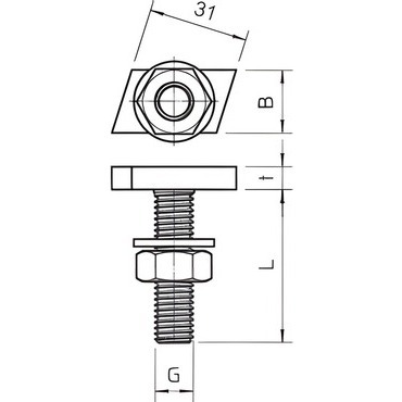 ACMHB M6x30 ZL šroub s hlavou T