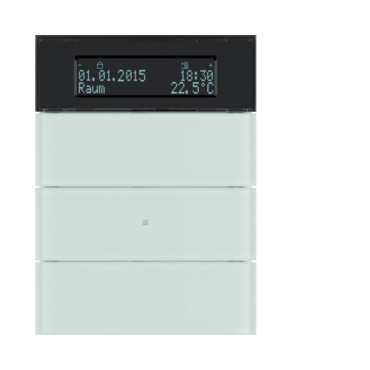 HAG 75663590 Senzor, tlačítkový, 3-násobné s pokoj. termostatem a displejem, B.IQ, sklo, bílá