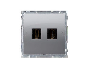 Zásuvka HDMI SIMON BASIC BMGHDMI2.01/43, 2 násobná (přístroj s krytem), stříbrná