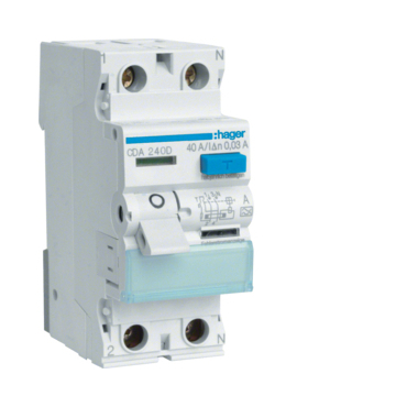 Chránič dvoupolový HAGER CDA240D Proudový chránič 2 pól. 40/0,03 A, A