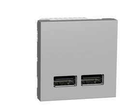 SCHN NU341830 Unica - Dvojitý nabíjecí USB A+A konektor 2.1A, 2M, Aluminium