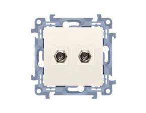 Zásuvka anténní SIMON CASF2.01/41, SAT+SAT koncová 2 násobná (přístroj s krytem), krémová