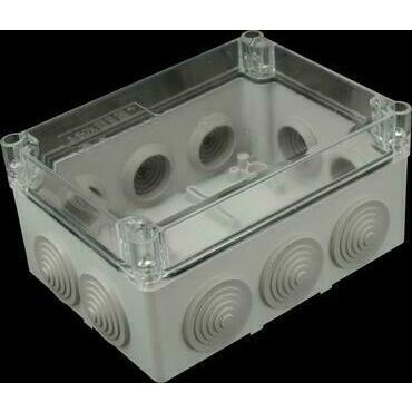 SEZ S-BOX 406 SK P Krabice 190x140x70 mm, 10 kruhových průchodek, IP 55, transparentní víko