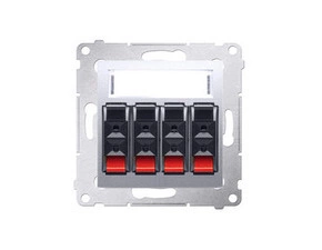 Zásuvka reproduktorová SIMON DGL34.01/43, 4 násobná s popisným polem, stříbrná metalizovaná