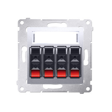 Zásuvka reproduktorová SIMON DGL34.01/43, 4 násobná s popisným polem, stříbrná metalizovaná