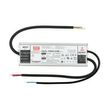 LED driver napěťový MEAN WELL HLG-100H-24B, 100 W, DC 24V/4A, IP67, kovové provedení, 1-10V a PWM