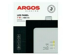 ARGOS LED panel vestavný, čtverec 7W 480LM IP20 CCT - Černá