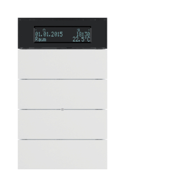 HAG 75664599 Senzor, tlačítkový, 4-násobné s pokoj. termostatem a displejem, B.IQ, bílá, mat