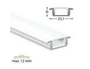 Profil vestavný MC LED VP, 23x8 mm bílý včetně mléčného difuzoru, 1 m