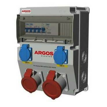 Zásuvková kombinace ARGOS 2x16A 230V, 1x16A 400V, 1x32A 400V, jistič, chránič 4p
