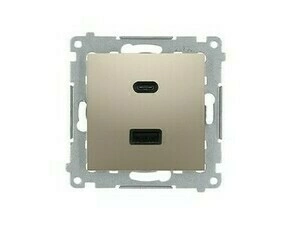 Nabíječka USB SIMON DEC2CAQ.01/44, 2násobná, 1x USB typ C+1x USB typ A, max. 30 W,zlatá metalizovaná