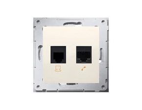 Zásuvka datová SIMON 54 D5T.01/41, RJ45 kat. 5e+telefonní RJ12 (přístroj s krytem), krémová