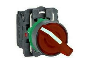 SCHN XB5AK124M5 Ovládač otočný prosvětlený s LED, 1 Z + 1 V, 230...240V - rudý RP 1,5kč/ks