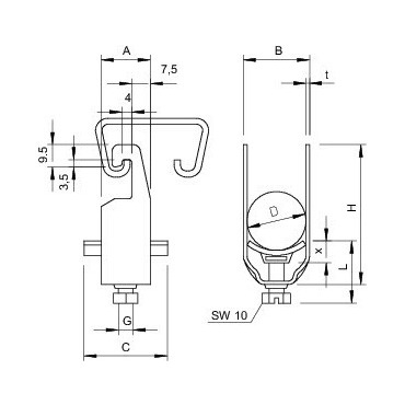 2056U 12 FT Třmenová příchytka