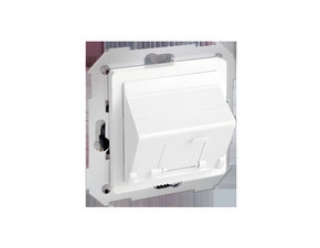 Kryt komunikační SIMON 82 82578-30, a datové zásuvky 1nás., 1x RJ45/RJ12/RJ11, zkosený, bílá