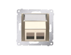 Kryt SIMON DKP2S.01/44, telefonní a datové 2 násobné zásuvky Keystone, zkosený, zlatá metalizovaná