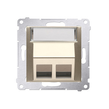 Kryt SIMON DKP2S.01/44, telefonní a datové 2 násobné zásuvky Keystone, zkosený, zlatá metalizovaná