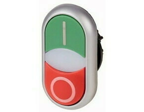 EATON 284830 M22-DDLM-GR-X1/X0 Dvojité tlačítko, částečně zapuštěné, bílá čočka pro signálku, titano