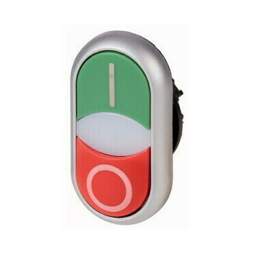 EATON 284830 M22-DDLM-GR-X1/X0 Dvojité tlačítko, částečně zapuštěné, bílá čočka pro signálku, titano