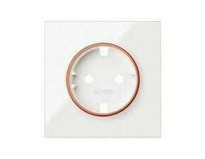 Kryt zásuvky SIMON 10000037-130, Schuko s červeným okrajem, bílá