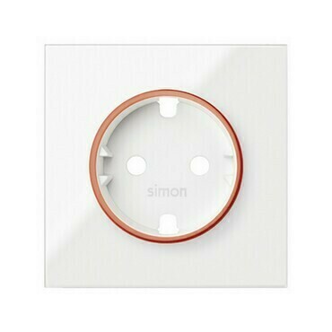 Kryt zásuvky SIMON 10000037-130, Schuko s červeným okrajem, bílá