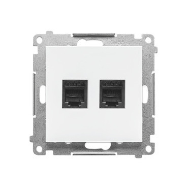 Zásuvka telefonní SIMON TF2.01/111, RJ12, 2 násobná (přístroj s krytem), bílá matná